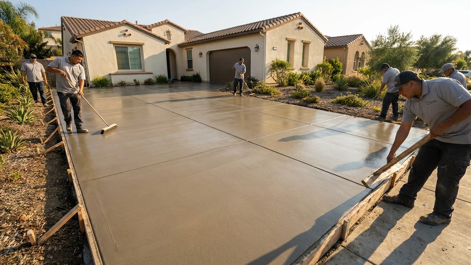 Freshly sealed concrete driveway with a clean low-sheen finish at a San Diego home